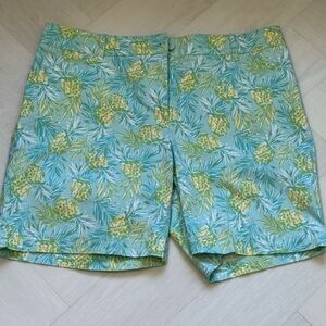 Talbots Pineapple Print Shorts - Aqua, Yellow & Green